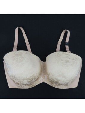 Curvy Couture 44G Style 1211E Beige Floral Flower Lace Underwire Lined Bra NEW